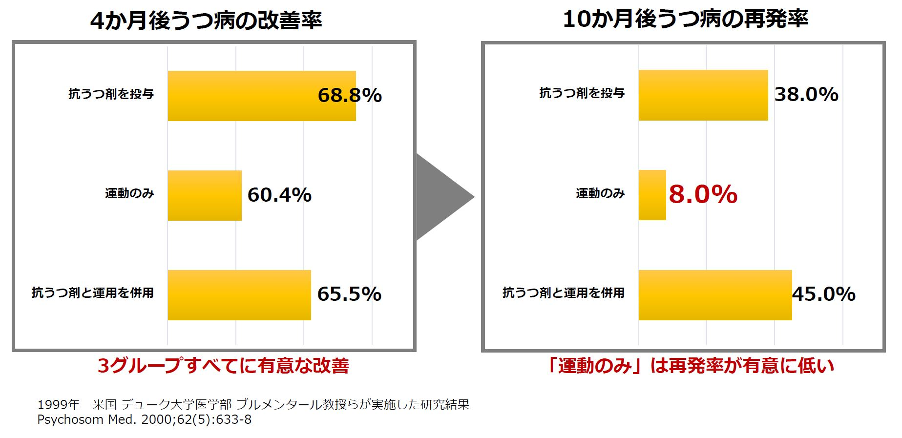 うつ病に対する抗うつ剤と運動の影響